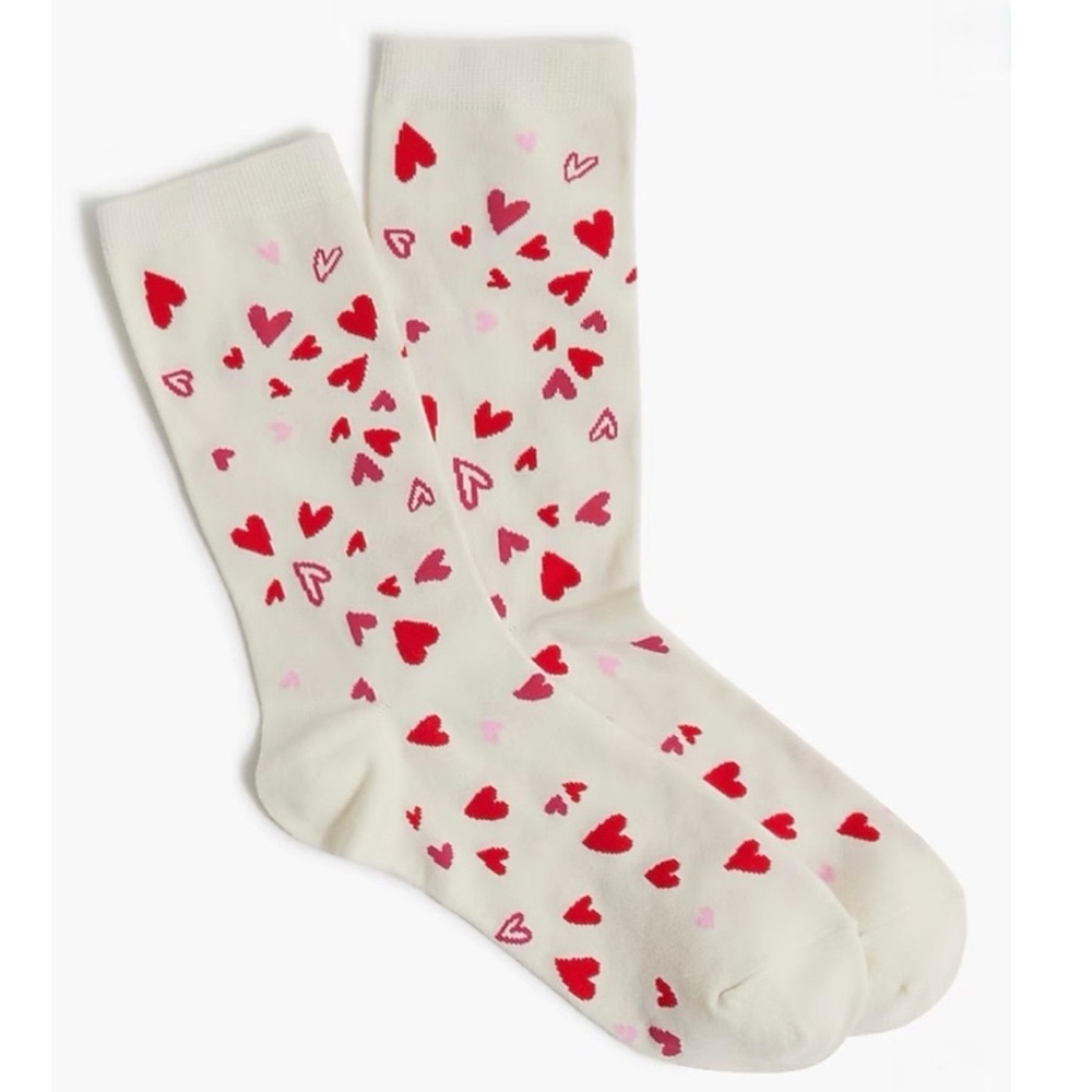 Heart Patterned Cream Socks